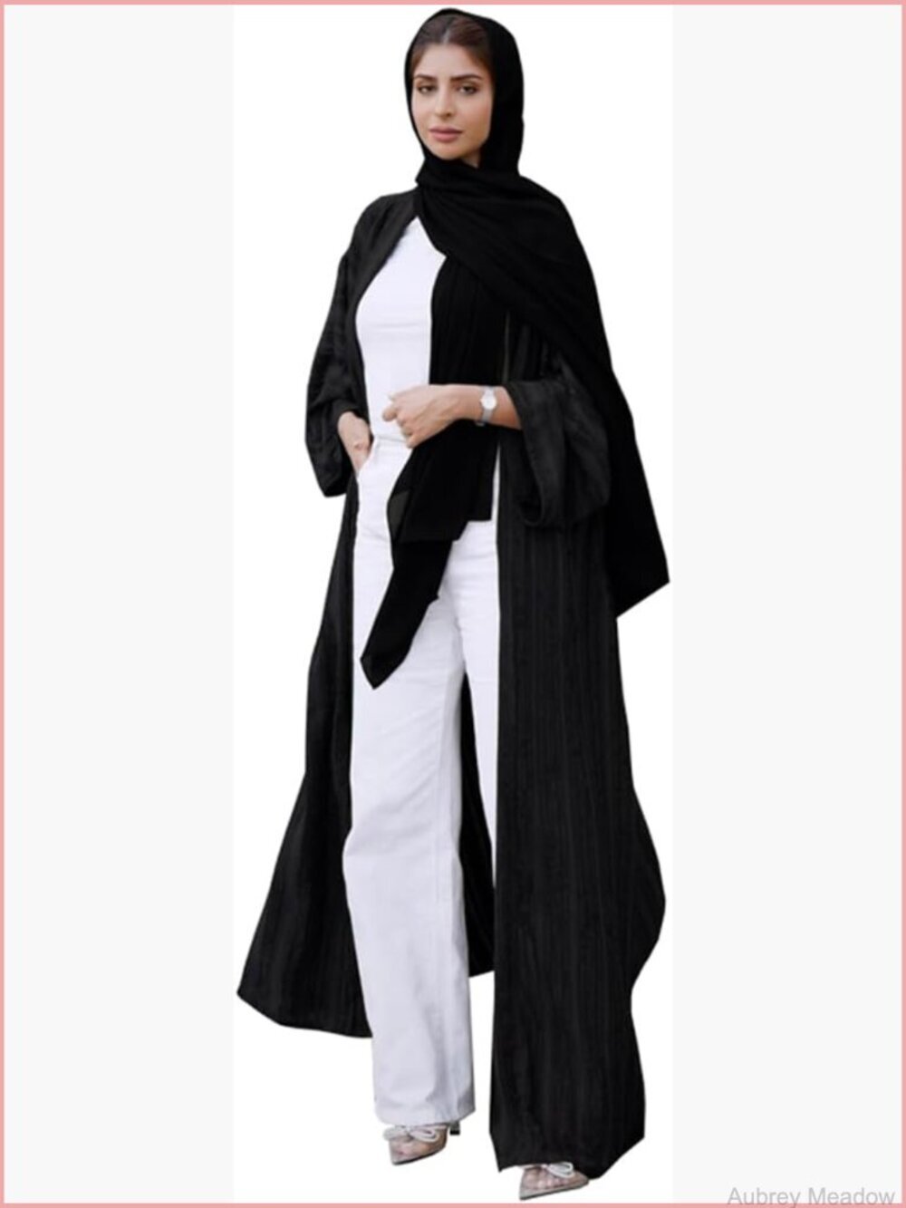 Muslin Kimono Abaya Long Sleeve Open Front Striped Cardigan Robe Dubai Eid
